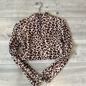 Leopard Print Zip-Up Crop Top